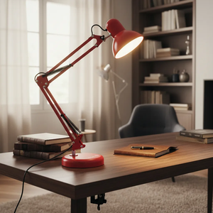 Luminária Pixar Articulada Vermelha Abajur de Mesa Garra e Base