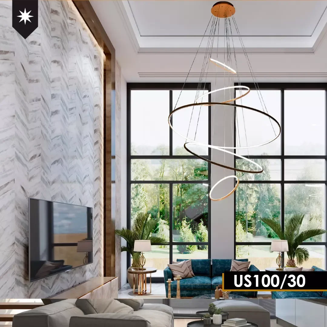 Ver imagem 2 de Pendente/ Lustre Alumínio Detalhes em Cristais Led Integrado 150w 3000k Luciin