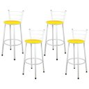 Ver imagem 1 de Kit 4 Banquetas Bistro Alta Epoxi Branca - Assento Amarelo