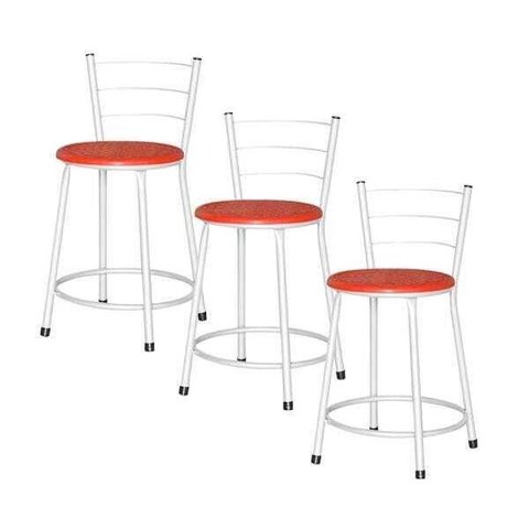 Banqueta Baixa Ratan Branca Cristal 3un - Vermelho
