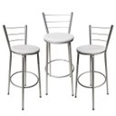 Ver imagem 1 de Kit 3 Banquetas Epoxi Cinza Assento Branco