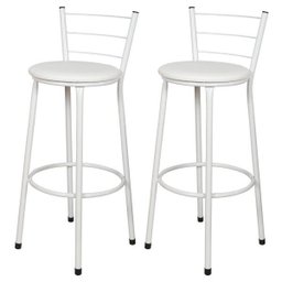 Kit 2 Banquetas Epoxi Branco Assento Branco - 1