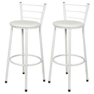 Kit 2 Banquetas Epoxi Branco Assento Branco