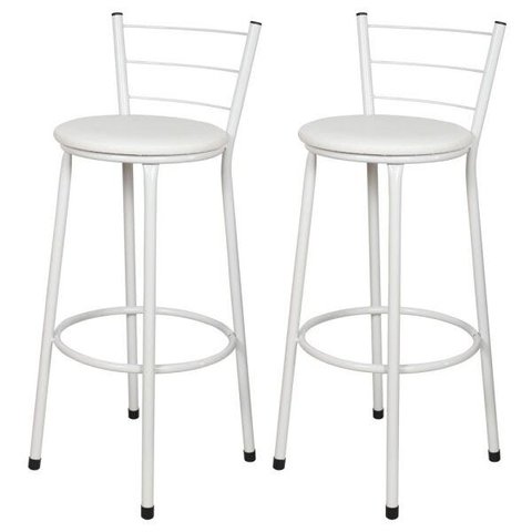 Kit 2 Banquetas Epoxi Branco Assento Branco