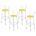 Ver imagem 1 de Kit 4 Banquetas Epoxi Branco Assento Amarelo