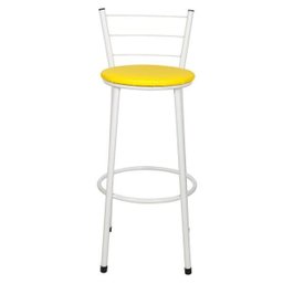 Kit 4 Banquetas Epoxi Branco Assento Amarelo - 3