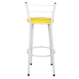 Kit 4 Banquetas Epoxi Branco Assento Amarelo - 5
