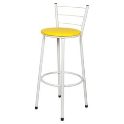 Kit 4 Banquetas Epoxi Branco Assento Amarelo - 2