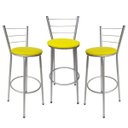 Ver imagem 1 de Kit 3 Banquetas Epoxi Cinza Assento Amarelo