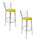 Ver imagem 1 de Kit 2 Banquetas Epoxi Cinza Assento Amarelo
