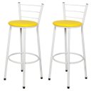 Ver imagem 1 de Kit 2 Banquetas Epoxi Branco Assento Amarelo