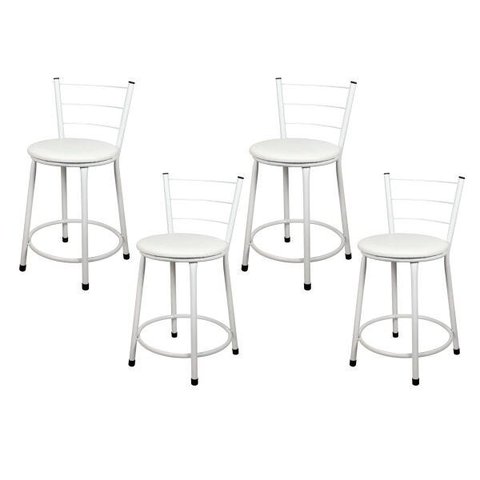 Banquetas Baixa para Cozinha Branca 4un Assento Branco