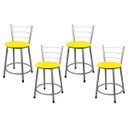 Ver imagem 1 de Banquetas Baixa para Cozinha Prata 4un Assento Amarelo
