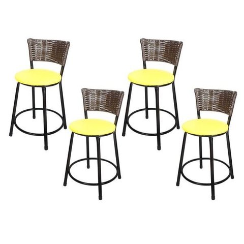 Banquetas Baixa Para Cozinha Hawai Café 4Un Assento Amarelo