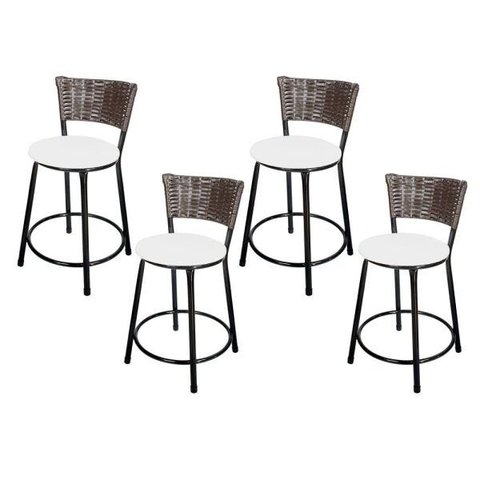 Banquetas Baixa Para Cozinha Hawai Café 4Un Assento Branco