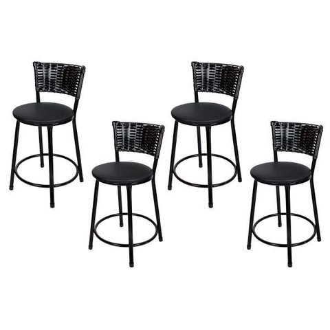 Banquetas Baixa Para Cozinha Hawai Preto 4Un Assento Preto