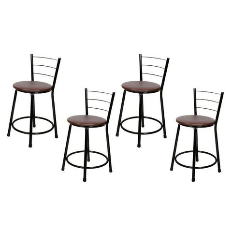 Banquetas Baixa para Cozinha Preto 4un Assento Marrom