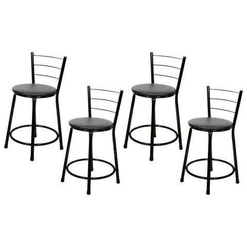 Banquetas Baixa para Cozinha Preto 4un Assento Preto