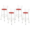 Ver imagem 1 de Kit 4 Banquetas Epoxi Branco Assento Vermelho