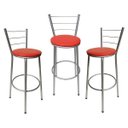 Ver imagem 1 de Kit 3 Banquetas Epoxi Cinza Assento Vermelho
