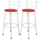 Ver imagem 1 de Kit 2 Banquetas Epoxi Branco Assento Vermelho