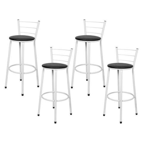 Kit 4 Banquetas Epoxi Branco Assento Preto