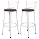 Ver imagem 1 de Kit 2 Banquetas Epoxi Branco Assento Marrom