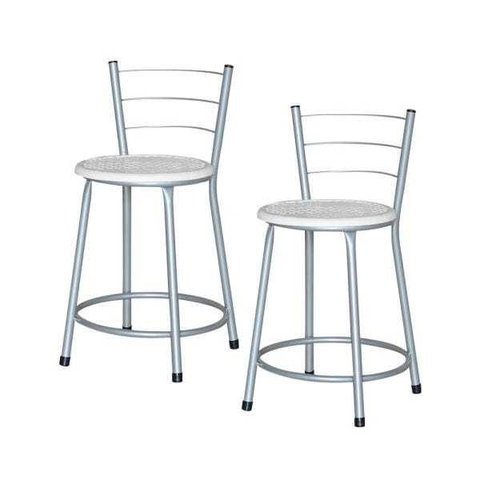 Banqueta Baixa Ratan Cinza Cristal 2un - Branco