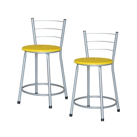 Banqueta Baixa Ratan Cinza Cristal 2un - Amarelo