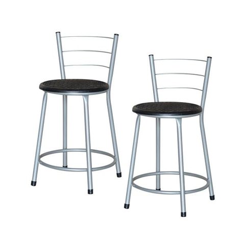 Banqueta Baixa Ratan Cinza Cristal 2un - Preto