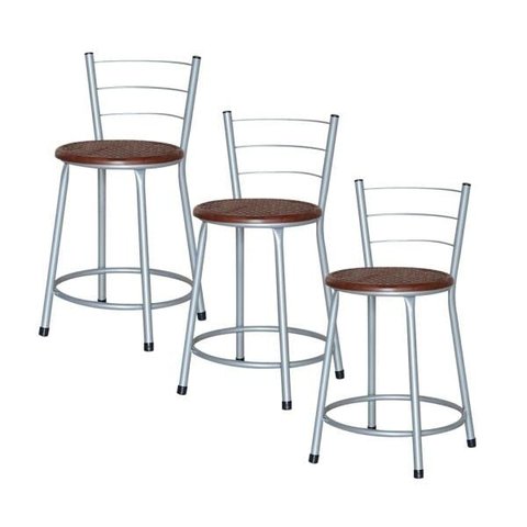 Banqueta Baixa Ratan Cinza Cristal 3un - Marrom