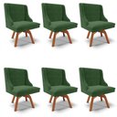 Ver imagem 1 de Kit 6 Cadeiras Estofadas Giratória para Sala de Jantar Lia Suede Verde - Ibiza