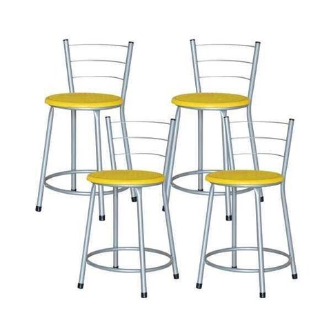 Banqueta Baixa Ratan Cinza Cristal 4un - Amarelo