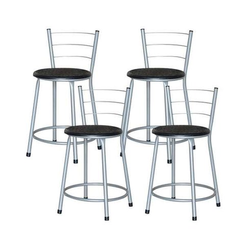 Banqueta Baixa Ratan Cinza Cristal 4un - Preto