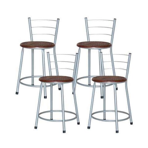 Banqueta Baixa Ratan Cinza Cristal 4un - Marrom