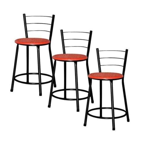 Banqueta Baixa Ratan Cristal 3un - Vermelho