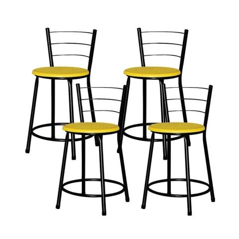 Banqueta Baixa Ratan Cristal 4un - Amarelo