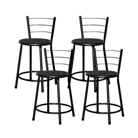 Banqueta Baixa Ratan Cristal 4un - Preto
