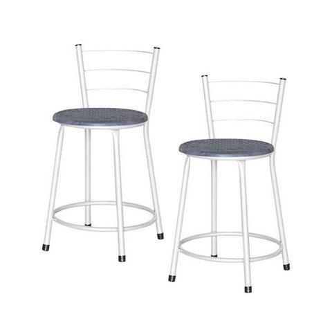 Banqueta Baixa Ratan Branca Retro 2un - Azul