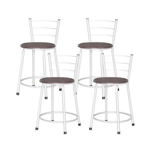 Banqueta Baixa Ratan Branca Retro 3un - Cinza