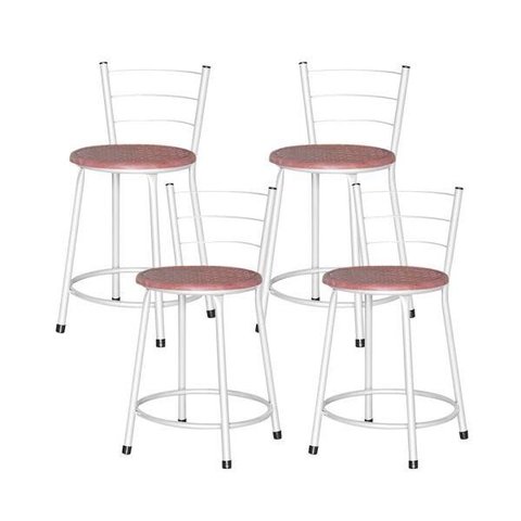 Banqueta Baixa Ratan Branca Retro 3un - Terracota