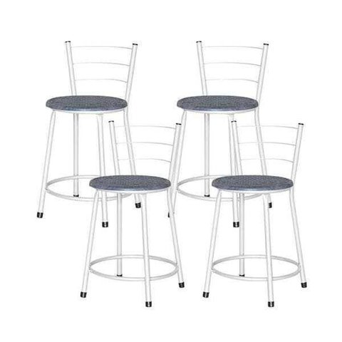 Banqueta Baixa Ratan Branca Retro 3un - Azul