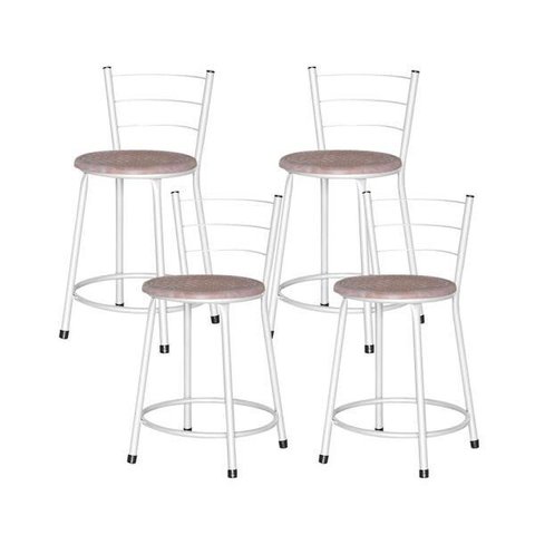 Banqueta Baixa Ratan Branca Retro 3un - Marrom