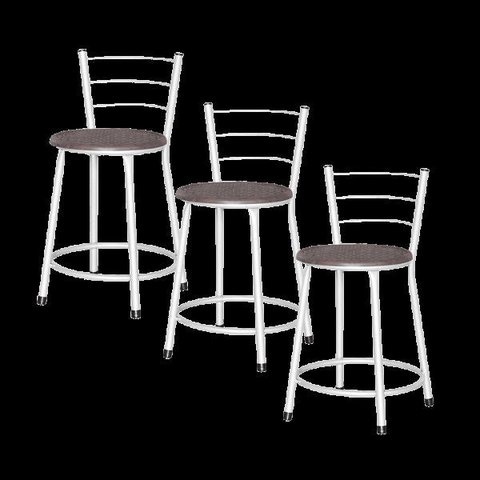 Banqueta Baixa Ratan Branca Retro 4un - Cinza