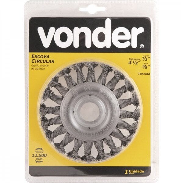 Escova circular 4.1/2" x 1/2" x 7/8" torcida Vonder - 2