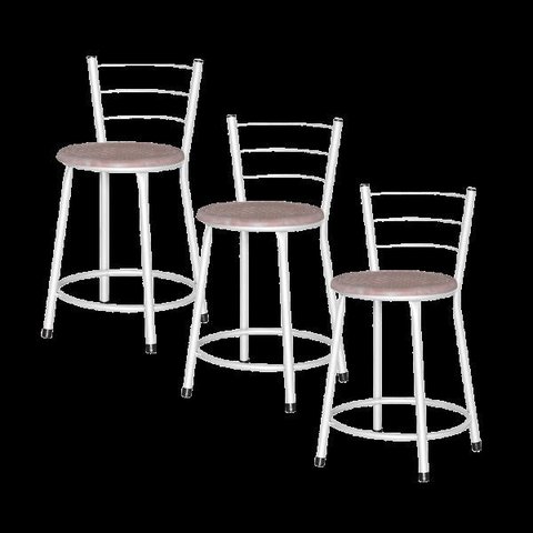 Banqueta Baixa Ratan Branca Retro 4un - Marrom