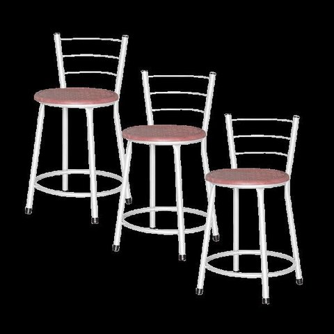 Banqueta Baixa Ratan Branca Retro 4un - Terracota