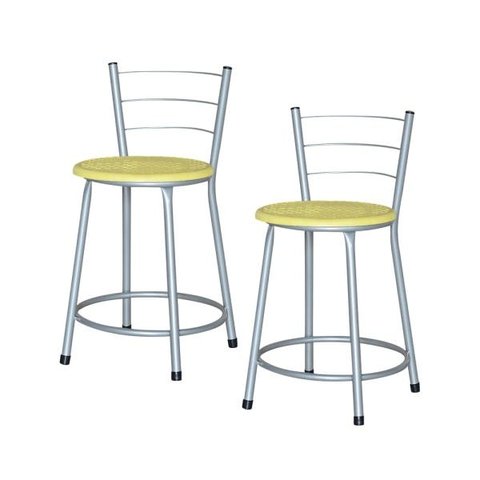 Banqueta Baixa Ratan Cinza Retro 2un - Amarelo
