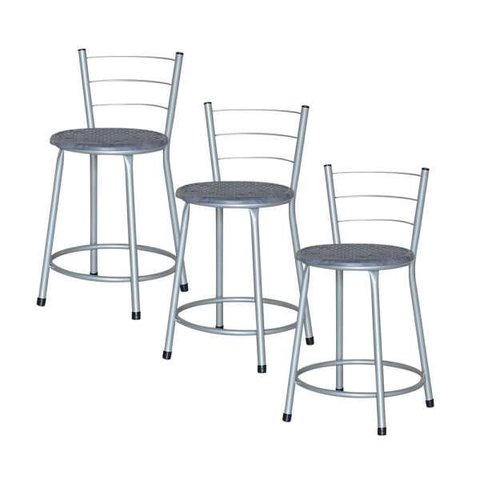 Banqueta Baixa Ratan Cinza Retro 3un - Azul