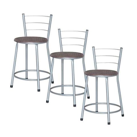 Banqueta Baixa Ratan Cinza Retro 3un - Cinza